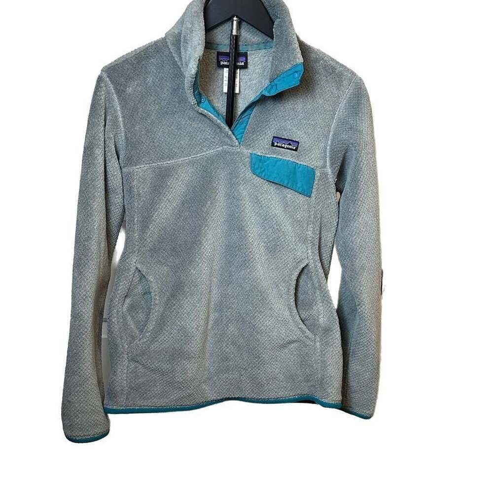 Patagonia Women's Re-Tool Snapg-T Pullover Fleece Gray/Teal Size Medium